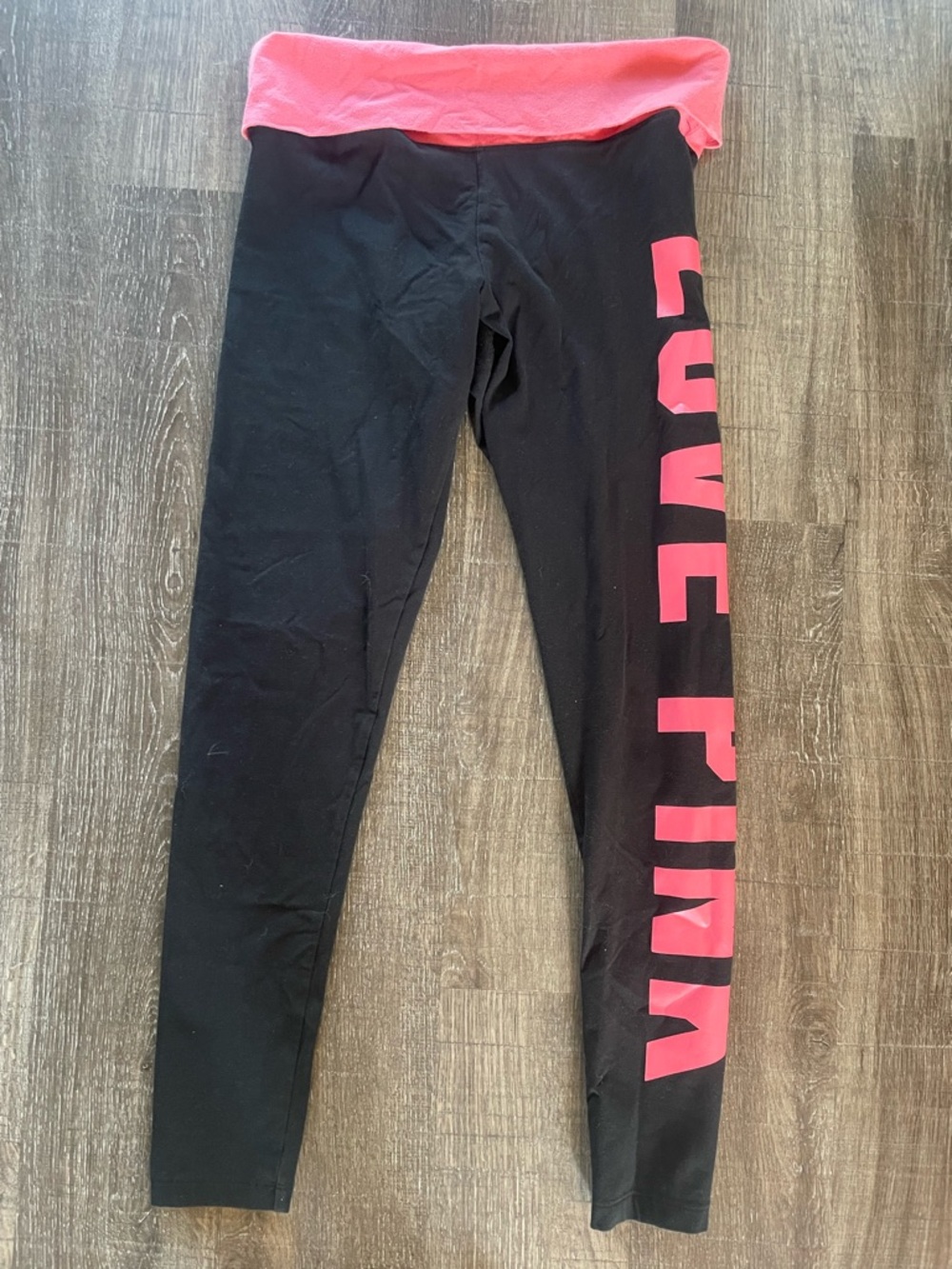 Vtg Victoria’s Secret ‘Love Pink’ fold over leggings. Size Medium